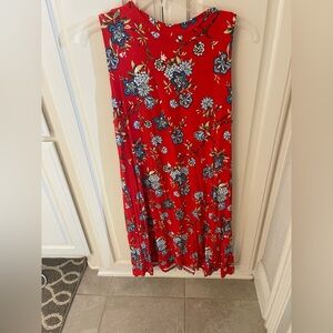 LOFT Red Floral Dress